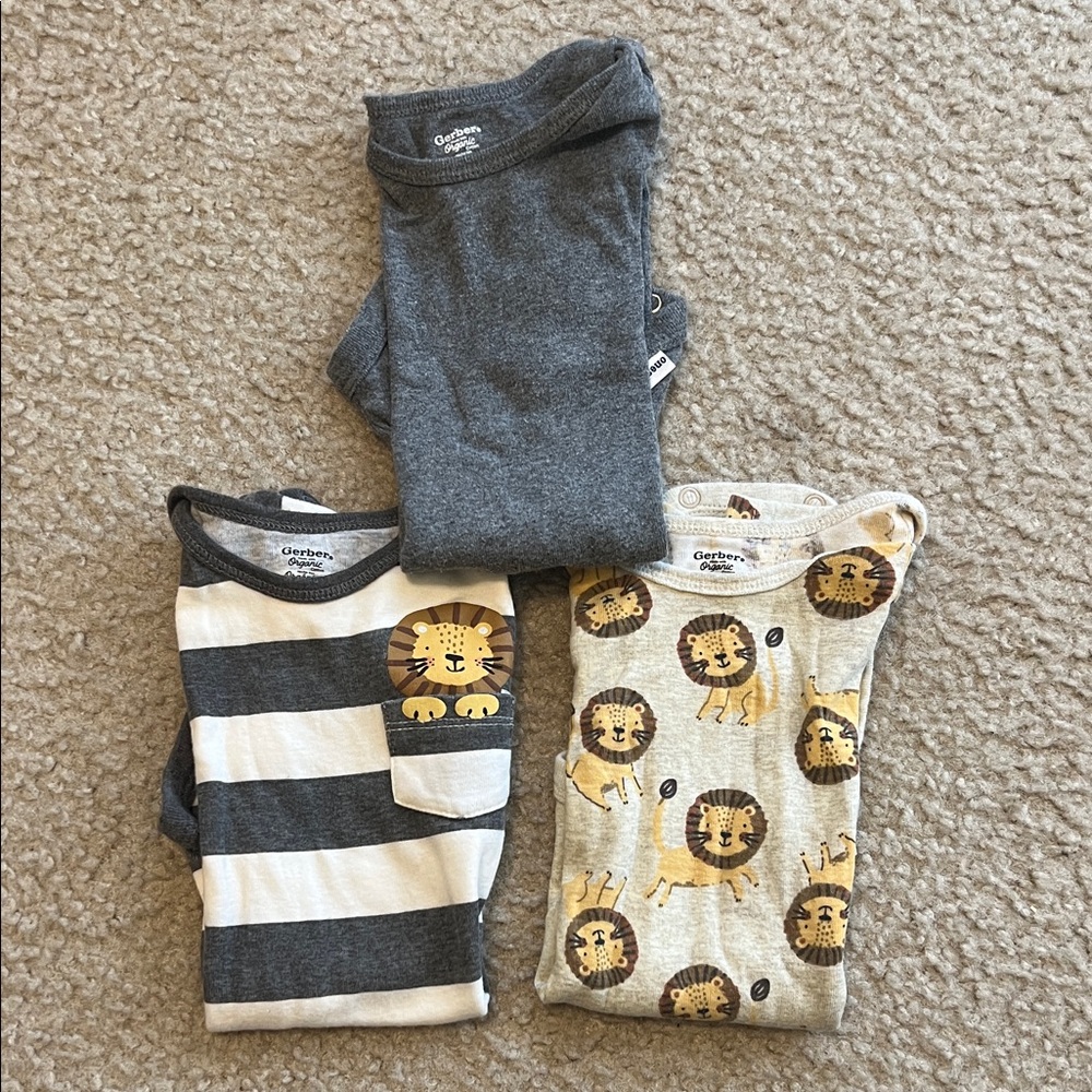 Carter's Kids Lion and Stripe Tees - Gray, White, Tan